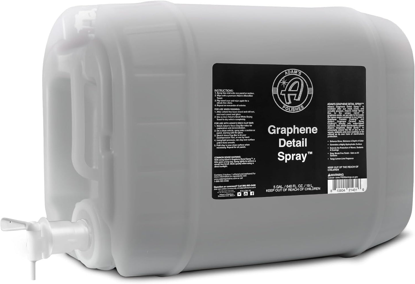 Adam'S Polishes Graphene Detail Spray (16 Fl Oz) - Extend Protection of Waxes, Sealants, & Coatings | Waterless Detailer for Car Detailing | Clay Bar, Drying Aid, Add Ceramic Graphene Protection