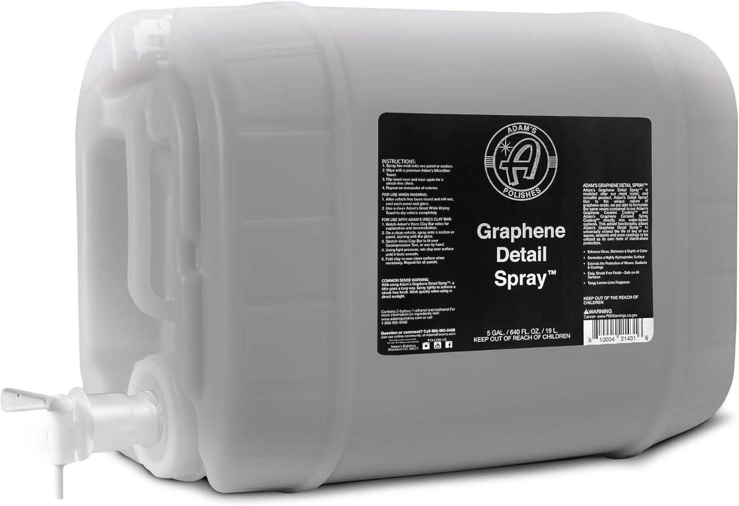 Adam'S Polishes Graphene Detail Spray (16 Fl Oz) - Extend Protection of Waxes, Sealants, & Coatings | Waterless Detailer for Car Detailing | Clay Bar, Drying Aid, Add Ceramic Graphene Protection