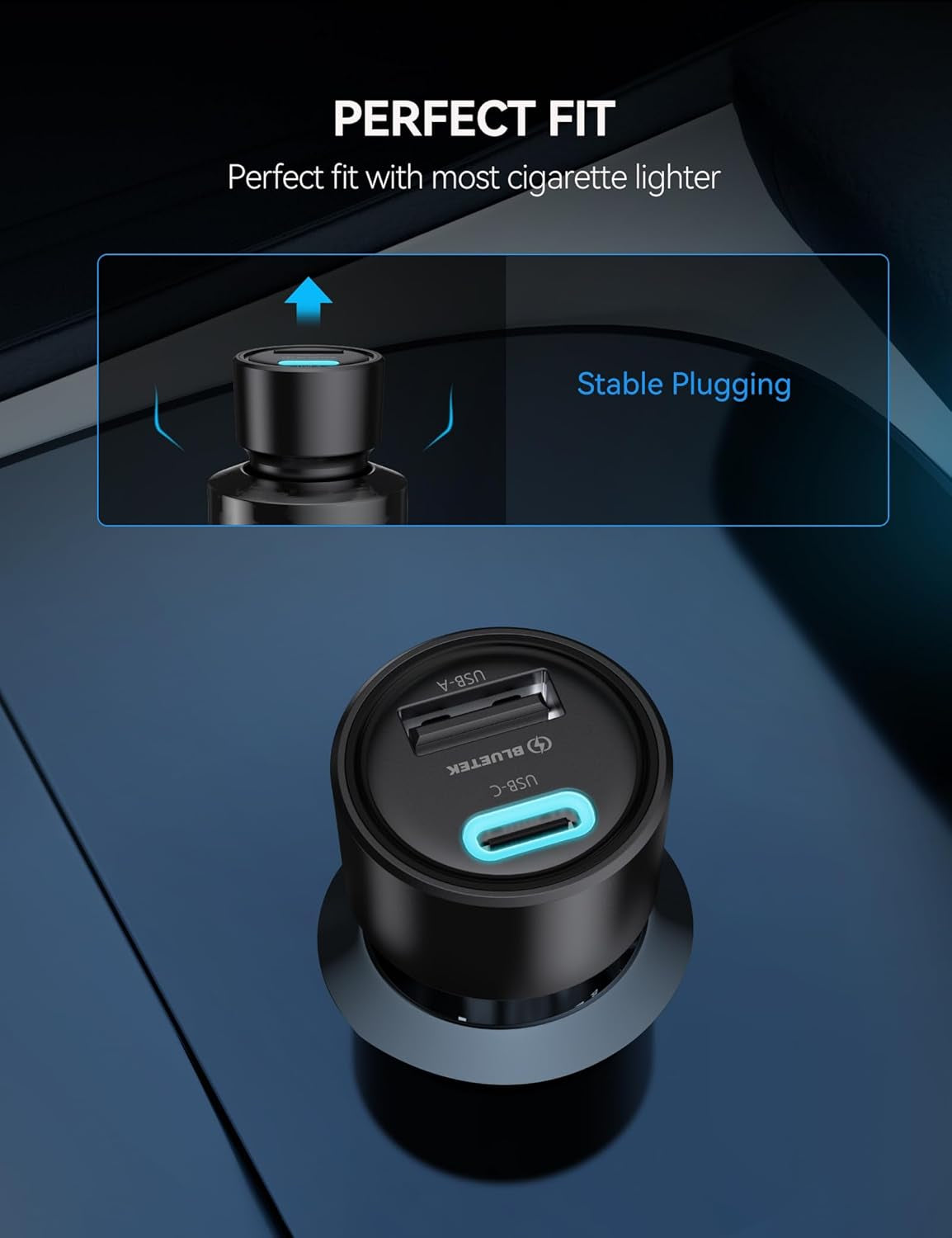 TECKNET USB C Car Charger [2Pack], 48W 2-Port Cigarette Lighter Fast Chargering, PD&QC3.0 USBC Car Charger Adapter Compatible with Iphone 16/15 Plus/15/14/13 Galaxy