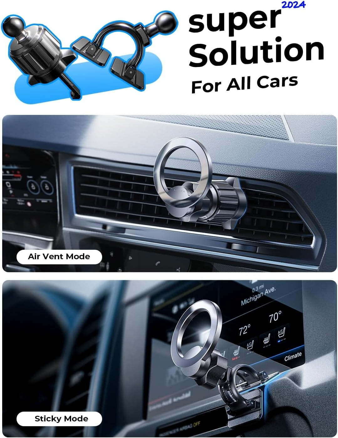 LISEN for Magsafe Car Mount [95% Increase Magnetism] Magnetic Phone Holders for Your Car,Car Accessories for Men Women Truck 360 Dashboard Vent Phone Mount for Garmin GPS Fit Iphone 16 15 14 13 12